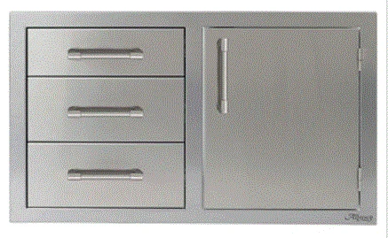 Alfresco 32" Triple Drawer Combo Unit With Single Door-Left - AXE-DDC-L-SC 1 Alfresco 32" Triple Drawer Combo Unit With Single Door-Left - AXE-DDC-L-SC